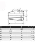 Diagram of Heavy Duty Spring Collet Set For Engraving And Milling Machines Including ER25 Chuck with dimensions and clamping range info.