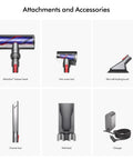 V11 Origin Cordless Vacuum Cleaner, No Cord Drama, attachments and accessories including motorbar, brush, crevice tool, dock