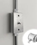 Fifty Piece Pack Of Super Tough EMT Connectors For Half Inch Electrical Conduit Systems Featuring Corrosion Resistant Zinc Alloy Build For Snug Tight Wire Runs And No Sweat Installations installed on wall