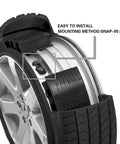 315 Mhz Tire Pressure Monitoring Sensor For Chevy Equinox All Engine Sizes 2007 Through 2018 Direct Replacement, showing snap-in installation on tire.