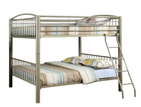 Full Over Full Metal Bunk Bed With Movable Ladder And Top Bed Rails Converts Into Two Separate Beds Beefy Heavy Duty Steel Frame