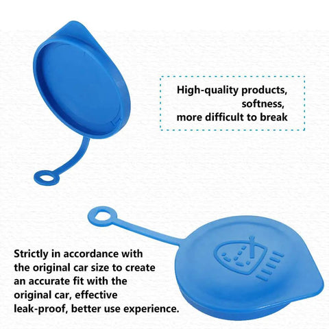 2 Pack Windshield Wiper Fluid Reservoir Cap For Acura ILX Hybrid And Honda Civic Accord Hybrid Replacement 38513-SB0-961 76802-SN7-G05 OEM Style Easy Install Durable Cap, blue design shown from two angles.