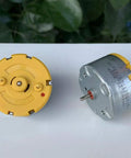 Two Pack RC500 KN Mini 32mm Round Spindle Motor DC 6V 12V 5300 RPM High Torque Carbon Brush for robots and DIY projects, side view