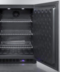 Inside view of Top Notch Frost Free Under Counter Upright Freezer Featuring A Slick Stainless Steel Finish And Hassle Free Digital Temp Dial.