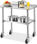 Stainless steel prep table with 4 Inch Work Table Caster Wheels With Locking Brakes For Stainless Steel Prep Tables Expanding Stem Casters Set Of 4 To Fit One And One Half Inch And One And Five Eighths Inch Leg Tubes Ball Bearing Swivel With Rubber Top Compression Fitting.