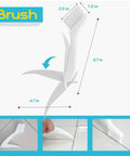 Diagram of foldable cleaning brush for Grout Renewal Pen White Kit For Tile Gaps, showing dimensions and usage on tile grout.