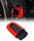 Red ABS Start Stop Button Cover For Porsche on ignition, slick fit shown in detail with focus on design and material