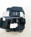 Battle Tested Pro Grade Optical Fiber Cleaver Precision Cutting Rig For Fusion Splicers and Telecom Fixes top view showing steel frame and cutter.