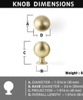 Dimensions of Soft Champagne Bronze Cabinet Knobs 12 Pack 1-3/16 Inch Round Zinc Alloy Hardware Single Hole Design.