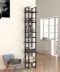 Gray 6 Tier Book Cabinet With Engineered Wood Build And 82.7 Inches Tall, Dope Storage Organizer For Home Office Or Living Room