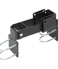 Solid Carbon Steel Double Gate Latch With Strong Arm Design For Chain Link Fences, black finish, featuring U bolt layout for easy installation.