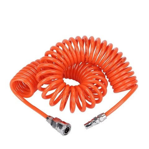 Pro Grade Polyurethane Coiled Air Hose With Twist Free Swivel End Fittings Grease Resistant Pneumatic Spiral Tube for Air Compressor