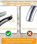 Diagram showing female thread faucet for Easy Install Jet Regulating Aerator Replacement Filter With Gasket, 0.94 diameter