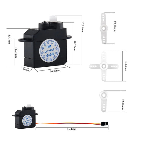 Dimensions of Mini Micro Servo Motor 2.1g 180 Degree Rotation DM S0020 Tiny But Mighty Ultra Lightweight Coreless Micro Servo