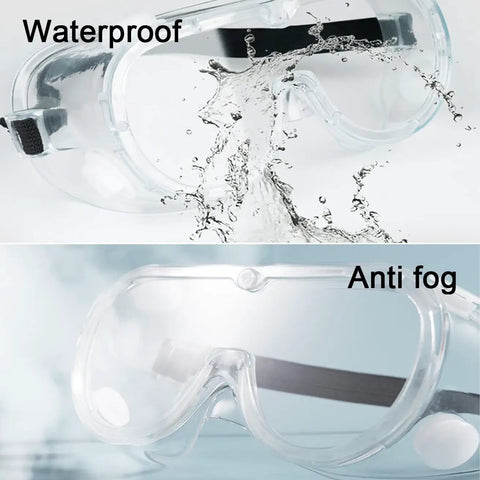 Two Pack White Safety Goggles with Anti Fog Lenses, Waterproof Visible, Lightweight PVC Frame, Adjustable Strap