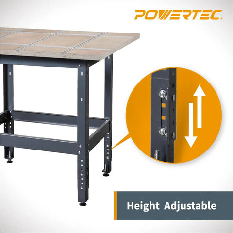 Heavy Duty Router Table Workbench Built Tough As Nails With 400 Pound Load Capacity And Adjustable Leveling Feet for height adjustable feature.