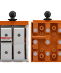 Heavy Duty 380V 100A 3 Pole Double Throw Electric Knife Switch featuring beefy copper contacts, shown from front and back view.