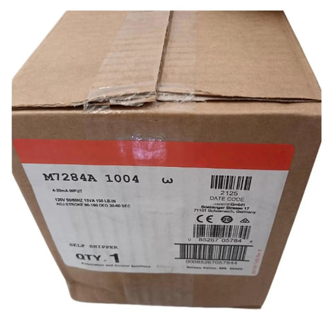 Heavy Duty Motorized Damper Actuator M7284A1004 package showing product details and specifications for HVAC use.