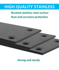 4 Pack Flat Straight Beefy Brace Brackets In Black Stainless Steel Heavy Duty Mending Bracket Plate, close-up view