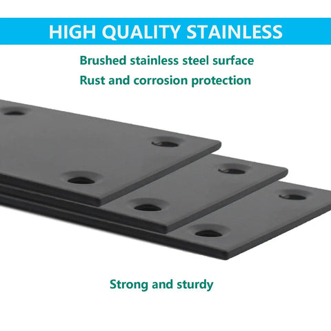 Hardcore Black Stainless Steel Straight Corner Braces With Quick Install Screws For Furniture Shelves And Cabinet Builds That Lock Tight And Keep Wood Square Without Any Sagging Or Extra Fuss Around Your Workbench