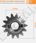 Two Pack 14T Pinion Gear Replacement For Husqvarna And Poulan Lawn Tractors 532403849 dimensions view