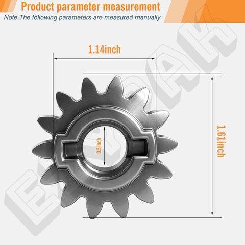 Two Pack 14T Pinion Gear Replacement For Husqvarna And Poulan Lawn Tractors 532403849 dimensions view