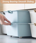 Person sliding storage bin with 12 Pcs Self Adhesive Caster Wheels Low-Profile Rollers With Unbreakable ABS Construction installed