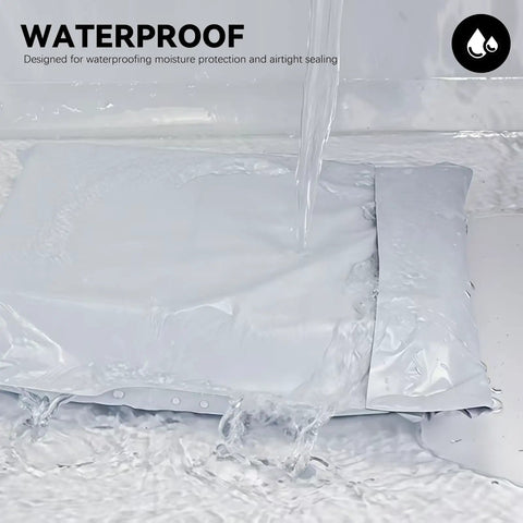 14.5 By 19 Inch White Poly Mailers Pack Of 5 For Shipping Documents Books Magazines And Clothing Durable Tear Resistant Bags being tested for waterproof qualities in water