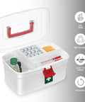 Milton white plastic first aid box with detachable tray, transparent lid and red latch (set of 2)