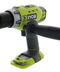 P214 One Plus 18V Hammer Drill And Driver With Half Inch Chuck, 600 Inch Pounds Torque, front view showing handle and chuck