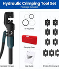 Beefed Up Hydraulic Crimping Tool With 9 Dies For One Eighth Inch Stainless Steel Cable Railing Kit And Twelve To Two Zero AWG Battery Cable Wire Rope Crimp Tool CT28 with accessories