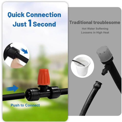 Quick connect feature of Easy Setup Quick Connect Micro Misting Kit for Garden Irrigation