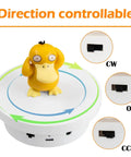 Motorized Rotating Display Stand 5.1 Inch 360 Photography Turntable For Tumbler Jewelry Epoxy Glitter Cup Electric Spinning Platform White Showpiece with yellow duck figure.