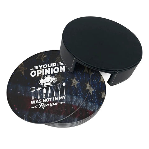 Six Leather Coasters With Holder Set For Home Bar And Office Use Microfiber PU Leather Drink Coasters For Weddings Parties And Family Tables Keeps Surfaces Protected Party Ready Decor