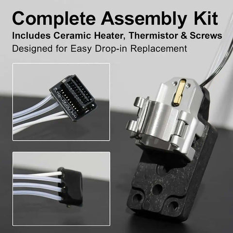 Upgraded Hotend Heating Assembly Replacement For A1 And A1 Mini 3D Printer with ceramic heater and thermistor.