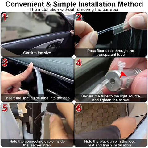 Installation steps for App Controlled Car Interior LED Strip Lights 5 In 1 RGB Color Kit With 16 Million Colors 236 Inches