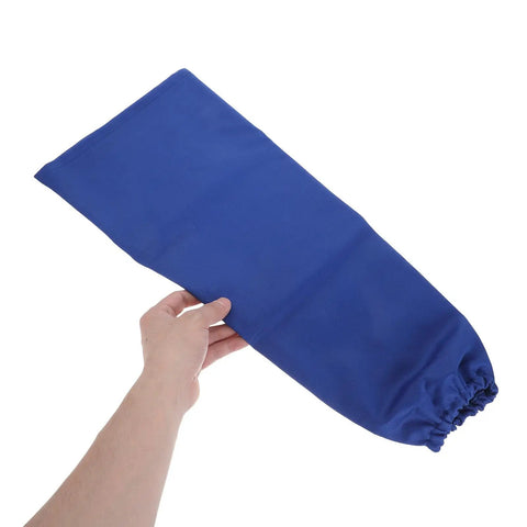 Tough As Nails Heat Resistant Welding Sleeves Fireproof Arm Protectors Zero Sweat Breathable Wrap Pro Grade Armor For Scorching Shop Grind And Heavy Auto Repair Blue held in hand.