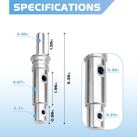 Diagram showing specifications of Two Stage Drill Adapter Replacement For NDA3 Auger Adapter, measurements in inches