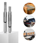 Professional Grade Dead Silent Heavy Duty Ball Bearing Drawer Slides Smooth Cold Rolled Steel Extension Rails displayed on white pedestal.