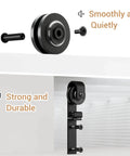 Close-up of smooth nylon rollers for upgraded 3ft mini folding sliding barn door hardware kit, showing carbon steel durability.