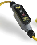 Industrial Duty GFCI Plug And Connector With Watertite Seal, Automatic Reset, Open Neutral Sensing, NEMA L6 20 Locking Plug, 12 Gauge 3 Conductor SJEOOW Cord, 20 Amp, 240 Volt, 2 Foot Weatherproof UV Stabilized Enclosure shown