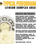 Heavy Duty All Purpose Lithium Complex Grease NLGI 2 EP High Temp White near a ball bearing