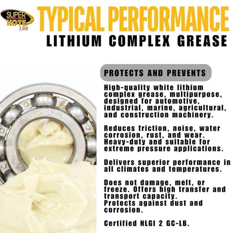 Heavy Duty All Purpose Lithium Complex Grease NLGI 2 EP High Temp White near a ball bearing