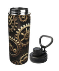 Steampunk Gears Print Insulated Water Bottle For Gym And Outdoor Adventures with detached lid, stainless steel design