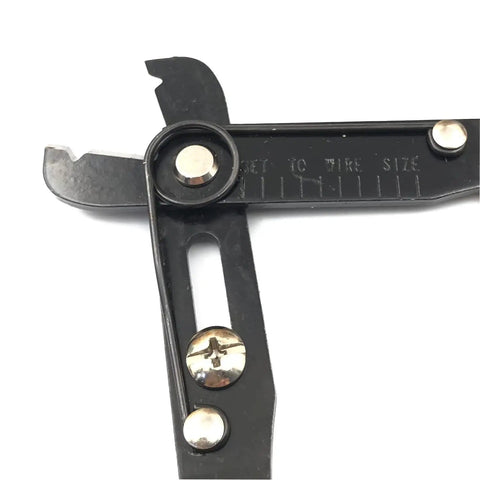 Close-up view of metal 5 Inch Wire Stripper And Cutter With Self Opening Cushioned Grip Handles For 8 To 30 Gauge Wire Adjustable Stopper
