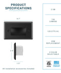 Six Pack Dimmable LED Step Lights For Indoor And Outdoor Stair And Deck Lighting With Three Color Temperature Options 3000K 4000K 5000K Aluminum Housing IP65 ETL Listed Black Finish 2.5W 130LM product specifications