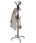 Standing Coat And Hat Rack With 12 Hooks Bronze Finish, Space Saving Organizer For Coats, Hats, Scarves, And Bags, Stable Four Leg Base Keeps Floor Safe And Tidy