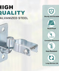 Wall Mount Gate Hinge Set for Chain Link Fence, Pair of Hinges, 4.7x1.5 Inch, Silver Zinc Plated Iron, with durability features