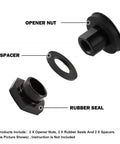 Rear Windshield Strut Hardware Repair Kit opener nuts, rubber seals, spacers for 92-95 Honda Civic, 97-01 CR-V, CNC aluminum, black finish