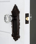 Dope Classic Victorian Plate With Crystal Door Knob Set For Large Doors, Interior Hardware With Fluted Crystal Knob And Ornate Plate.